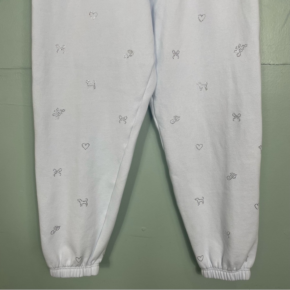 Victoria Secret Pink X LoveShackFancy Set Two Piece Sweatpants Hoodie Light Blue - Picture 4 of 16